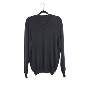 Mens Black Cashmere Classic V Neck Sweater Long‎ Sleeve Soft Knit Top